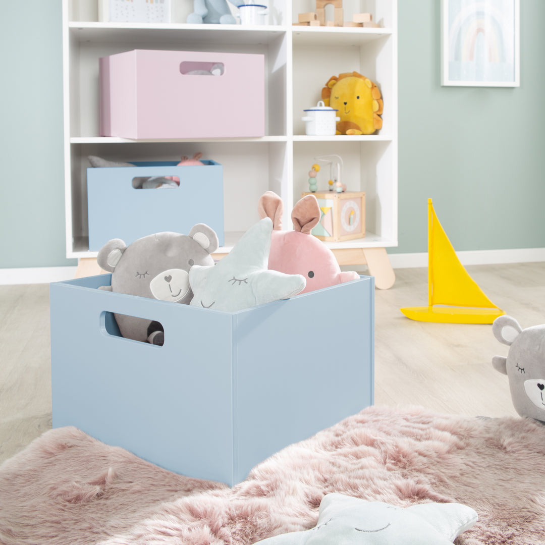 Storage Box for Children's Room, Storage Space for Toy, Decorative, Sea Blue – Lifestyle Image (7/10)