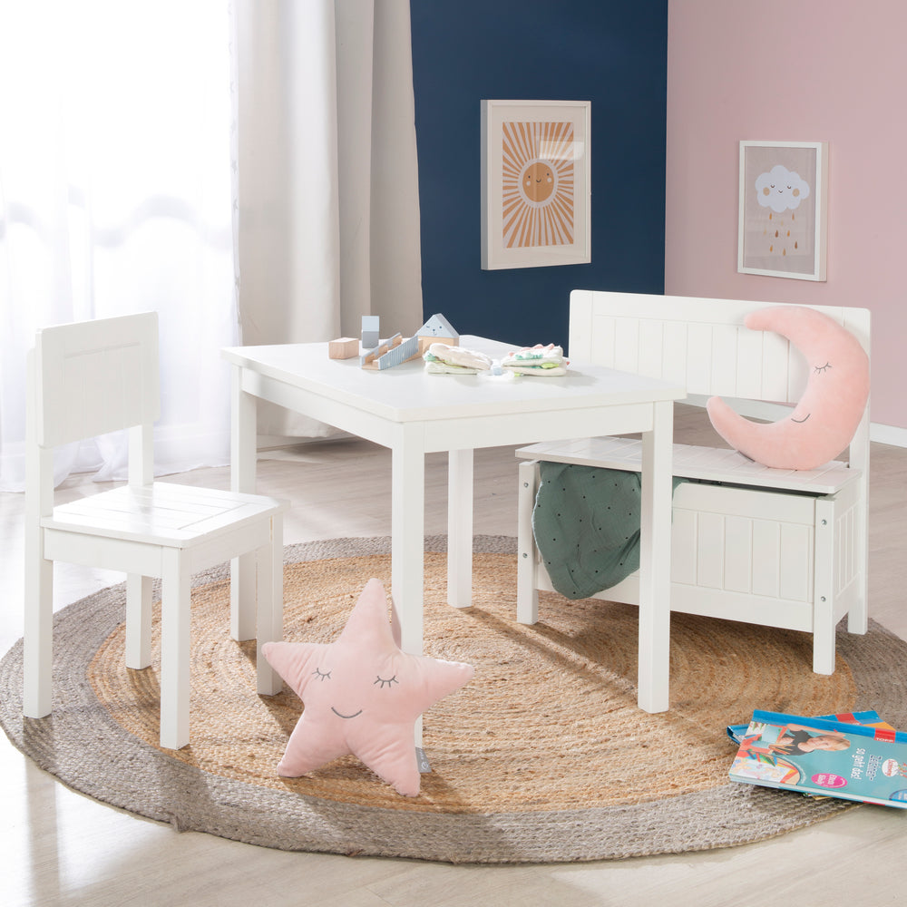 Table enfant, table blanc pour jouer, bricolage & dessin dans chambre d'enfant, HxBxT: 51 x 66 x 50 cm – Photo d'ambiance (2/7)