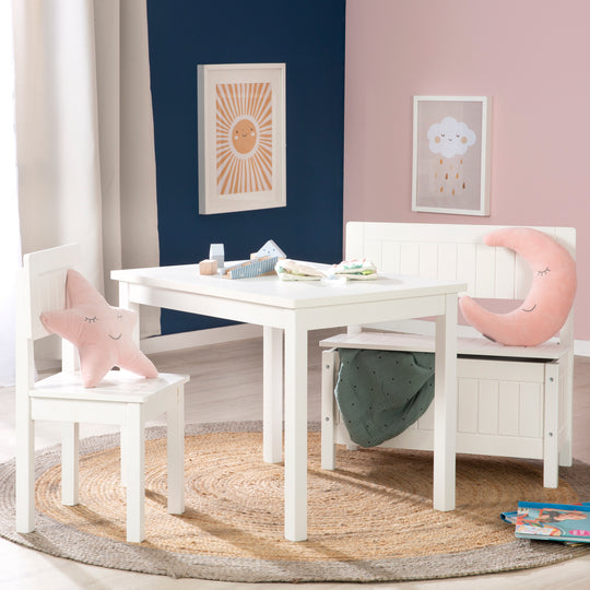 Kindertisch, Tisch weiß zum Spielen, Basteln & Malen im Kinderzimmer, HxBxT: 51 x 66 x 50 cm – Milieubild (5/7)
