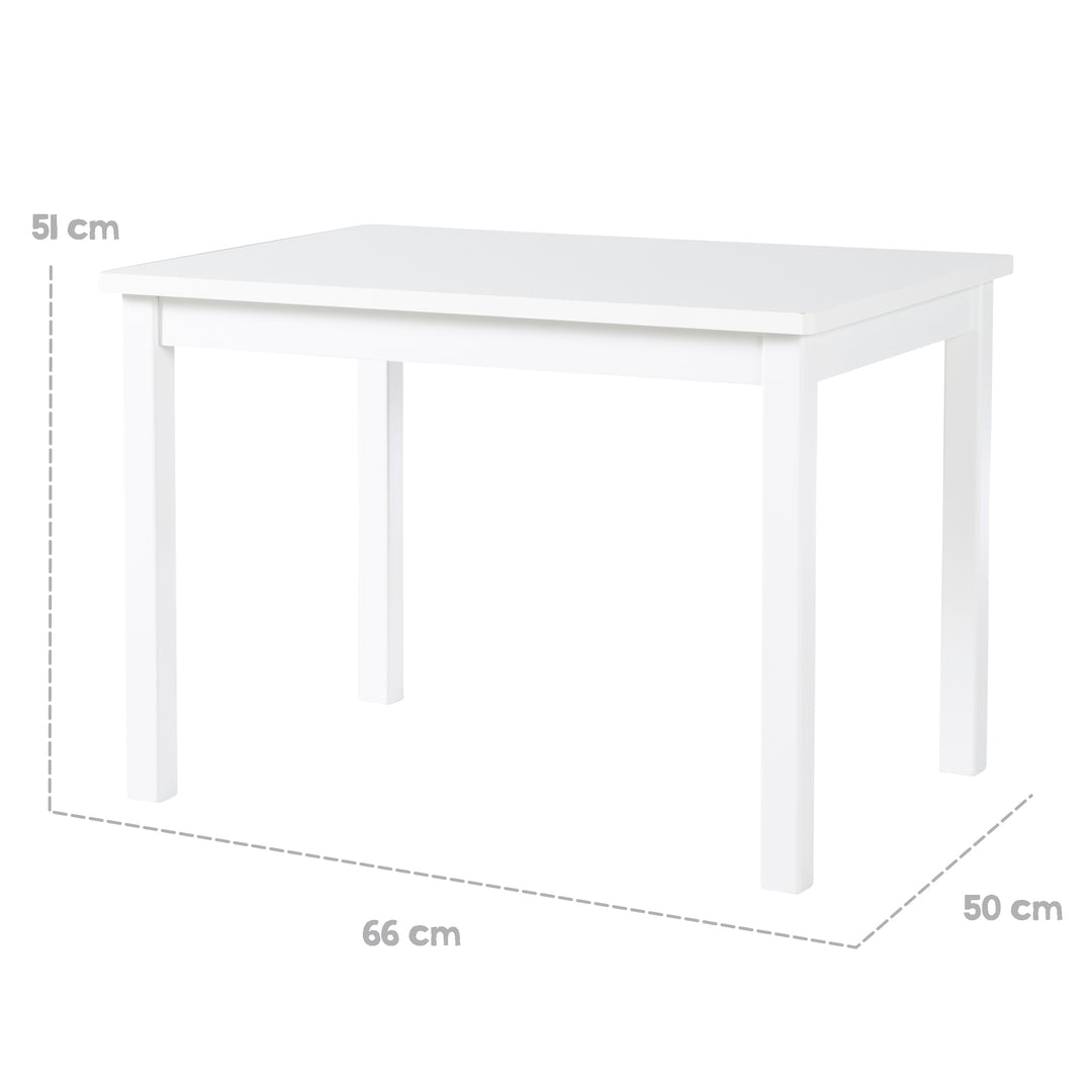 Kindertisch, Tisch weiß zum Spielen, Basteln & Malen im Kinderzimmer, HxBxT: 51 x 66 x 50 cm – Infografik (3/7)