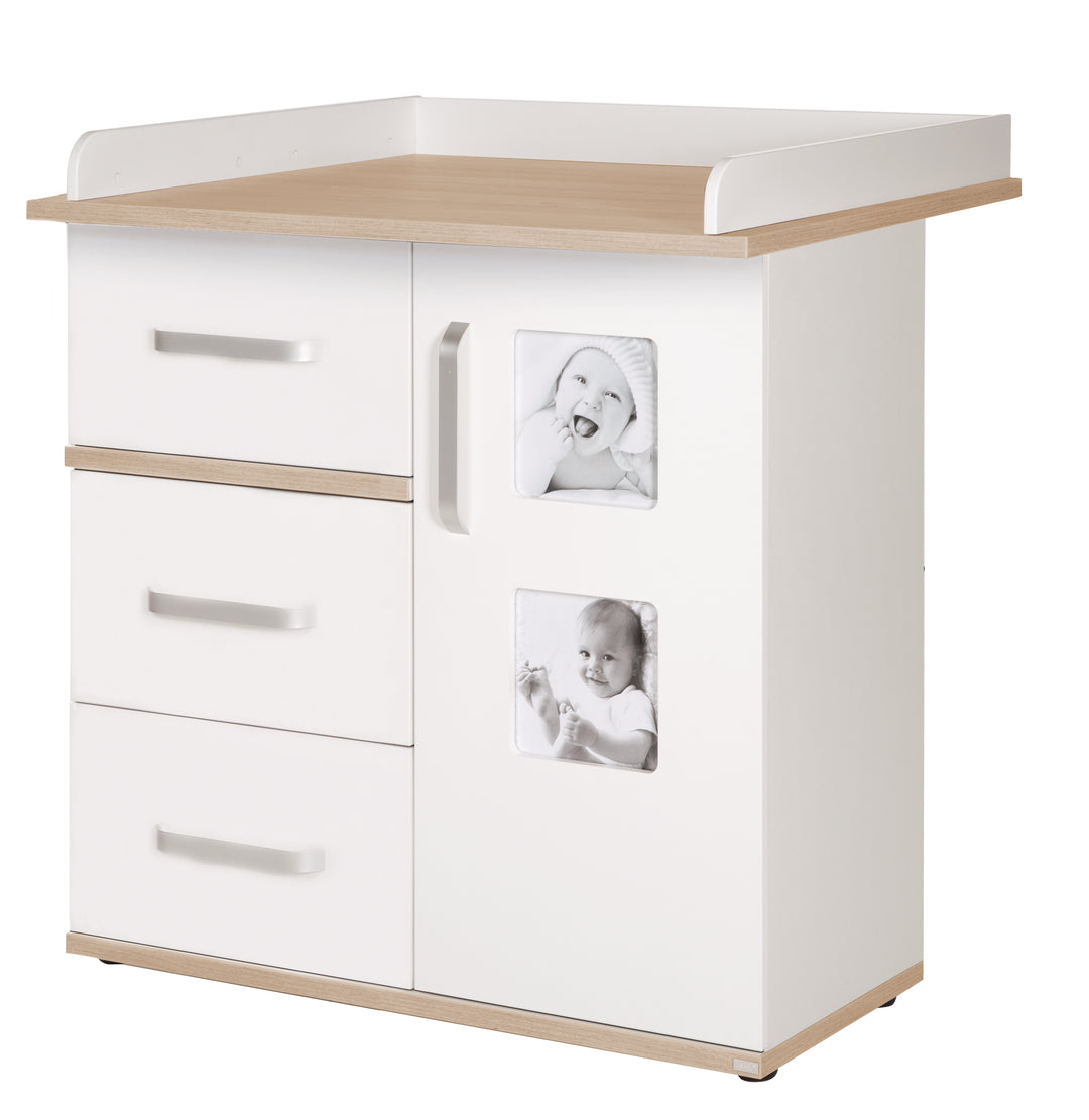 Kindermöbelset 'Pia', 2-teilig - Baby-/Kinderbett 70 x 140 cm + Wickelkommode mit Wickelansatz - Weiß – Freisteller (7/10)