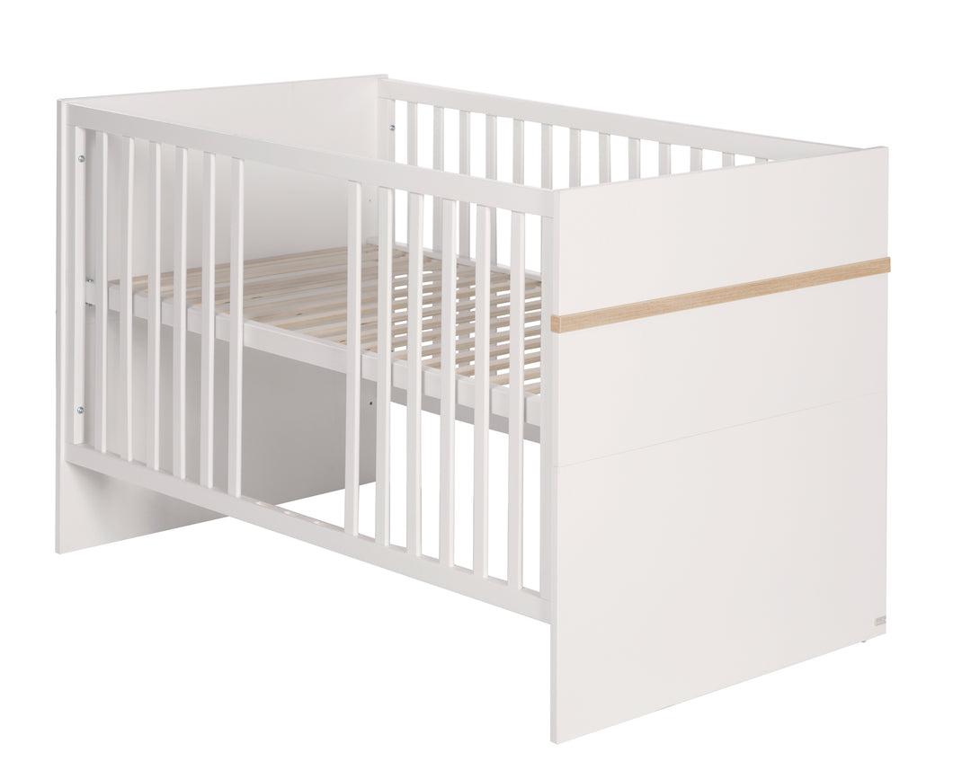 Lettino combinato 'Pia', 70 x 140 cm, bianco, regolabile in altezza/ trasformabile, 3 sbarre removibili, – Ritaglio (5/7)
