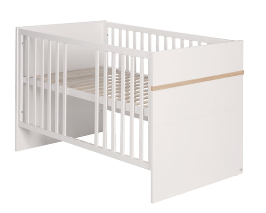 Kindermöbelset 'Pia', 2-teilig - Baby-/Kinderbett 70 x 140 cm + Wickelkommode mit Wickelansatz - Weiß – Freisteller (4/10)