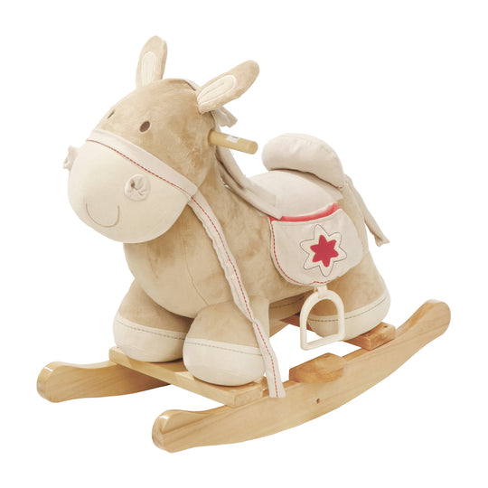 Rocking Horse, Rocking Animal Made of Wood with Fabric-Polsterung, with Stirrups, from 18 Months – Cutout (1/7)
