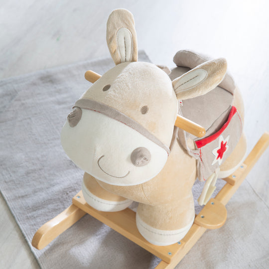 Rocking Horse, Rocking Animal Made of Wood with Fabric-Polsterung, with Stirrups, from 18 Months – Detail Image (4/7)