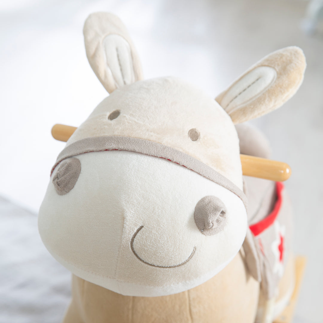 Rocking Horse, Rocking Animal Made of Wood with Fabric-Polsterung, with Stirrups, from 18 Months – Detail Image (5/7)