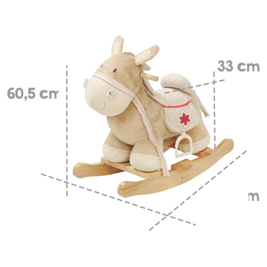Rocking Horse, Rocking Animal Made of Wood with Fabric-Polsterung, with Stirrups, from 18 Months – Infographic (3/7)