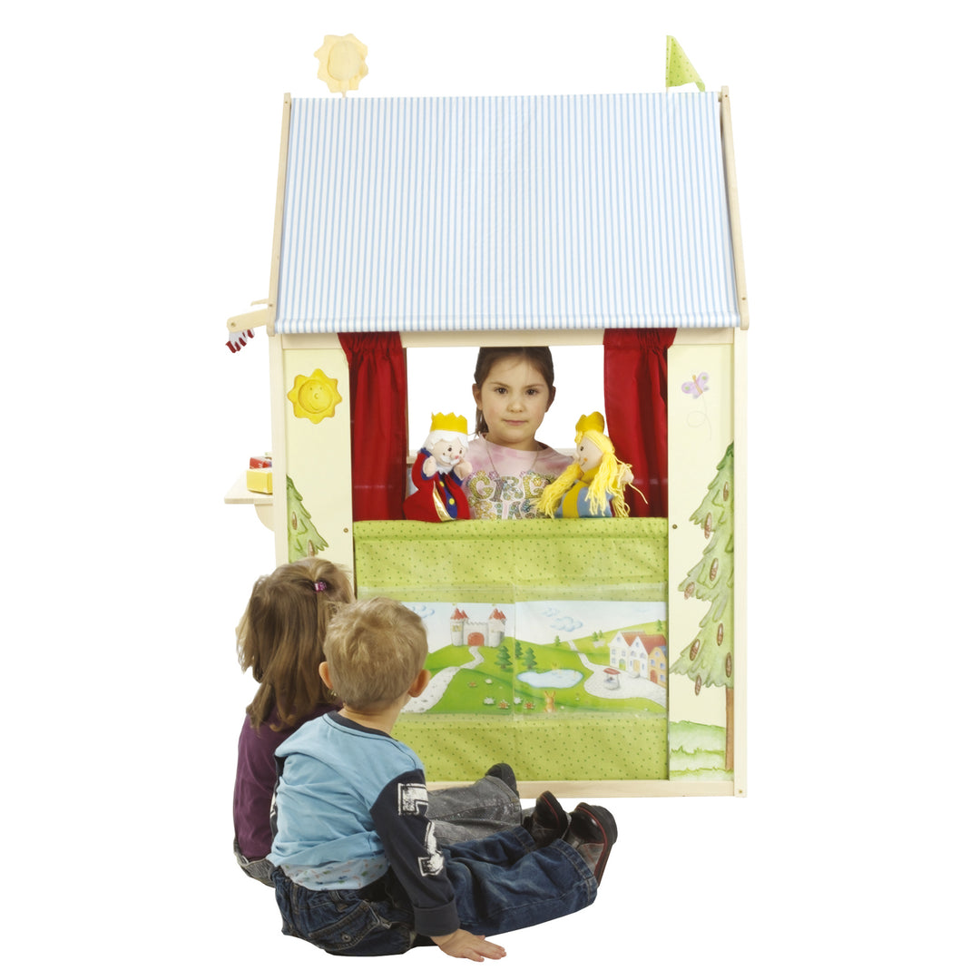 Playhouse-Kombination 4-Sided - Play Shop, Puppet Theatre, Kiosk, Bench & Post - Multicolour – Product Image (5/6)