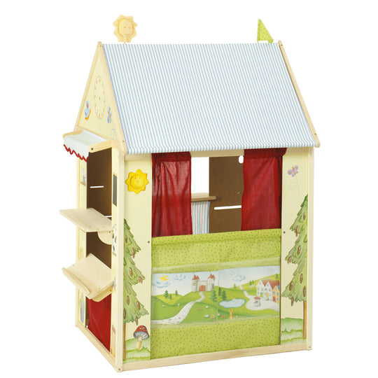 Playhouse-Kombination 4-Sided - Play Shop, Puppet Theatre, Kiosk, Bench & Post - Multicolour – Product Image (2/6)