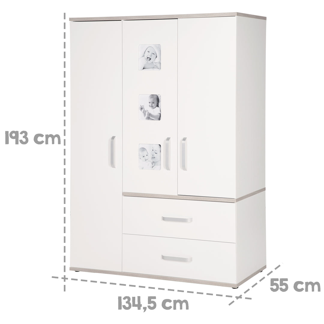 Children's Furniture Set 'Moritz', 3-Piece, with Children's Bed 70 x 140 cm, Changing Table & Cabinet, White – Infographic (12/13)