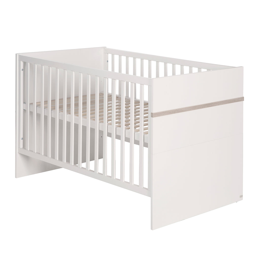 Set de cama 'Moritz' incl. cama 70 x 140 cm incl. somier de láminas, paneles de conversión y cajón bajo cama, blanco/Luna elm – Recorte (3/8)