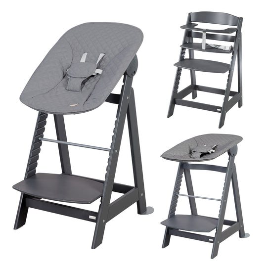 Hochstuhl Set 2in1 'Born Up' - Treppenhochstuhl 'Sit Up' + Aufsatz 'roba Style' - Anthrazit – Freisteller (1/15)
