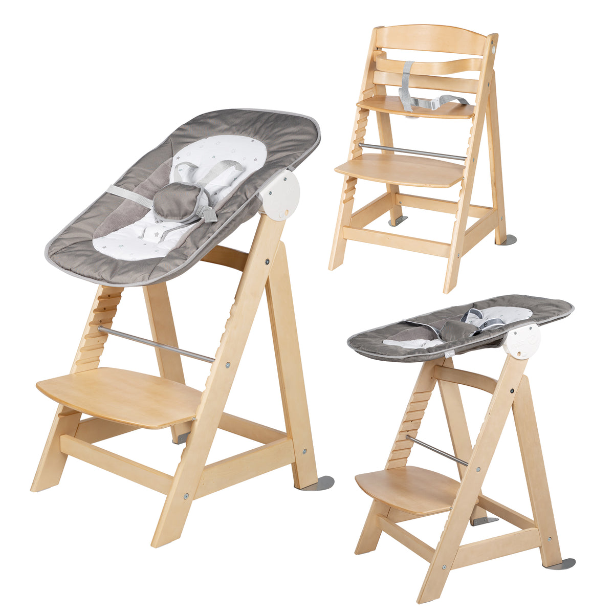 High Chair Set 2in1 'Born Up' - Step High Chair 'Sit Up' + Attachment 'Sternenzauber - Wood Natural – Cutout (1/11)