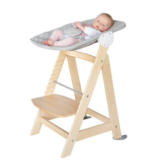 Hochstuhl Set 2in1 'Born Up' - Treppenhochstuhl 'Sit Up' + Aufsatz 'roba Style' grau - Natur – Freisteller (7/14)