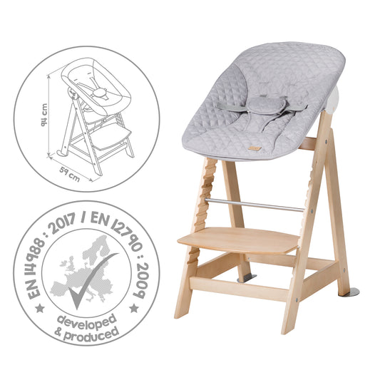 Hochstuhl Set 2in1 'Born Up' - Treppenhochstuhl 'Sit Up' + Aufsatz 'roba Style' grau - Natur – Infografik (9/14)