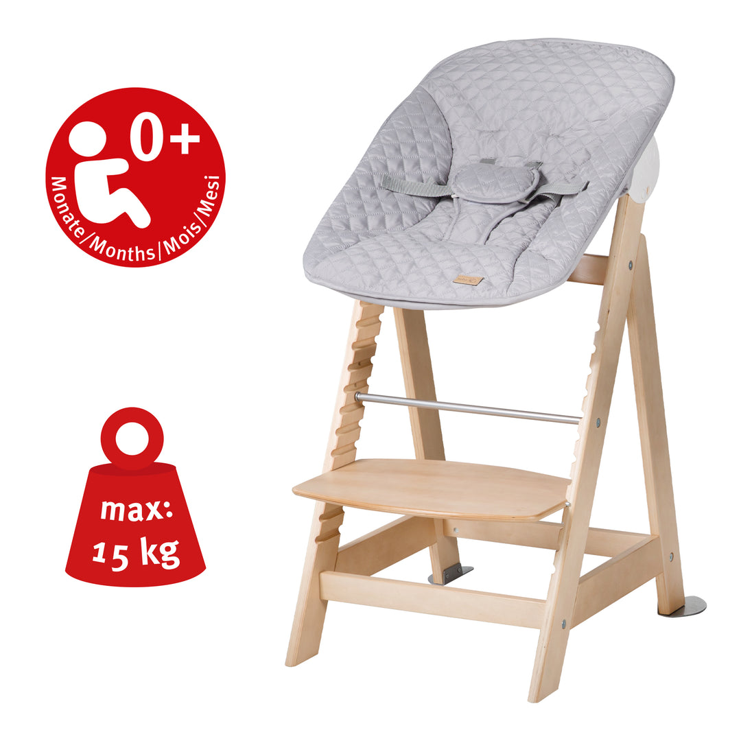 Hochstuhl Set 2in1 'Born Up' - Treppenhochstuhl 'Sit Up' + Aufsatz 'roba Style' grau - Natur – Infografik (11/14)