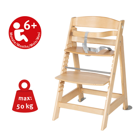 Hochstuhl Set 2in1 'Born Up' - Treppenhochstuhl 'Sit Up' + Aufsatz 'roba Style' grau - Natur – Infografik (13/14)