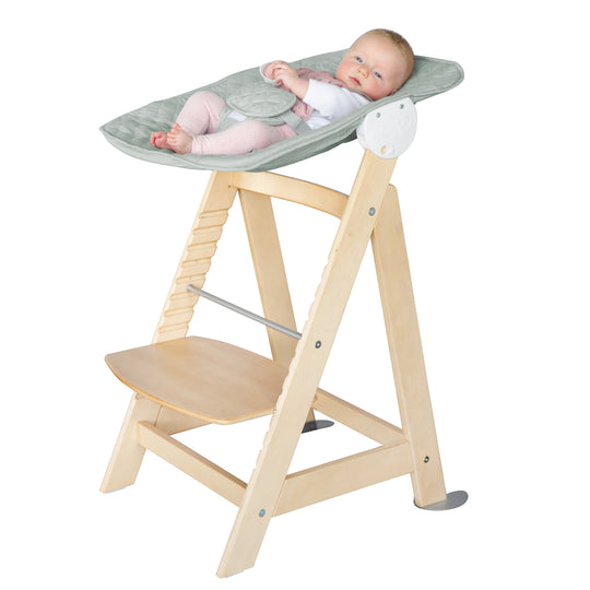 Hochstuhl Set 2in1 'Born Up' - Treppenhochstuhl 'Sit Up' + Aufsatz 'roba Style' frosty green - Natur – Freisteller (9/15)