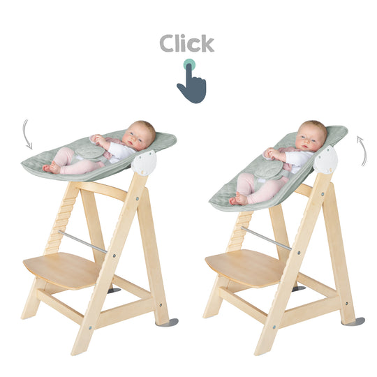 Hochstuhl Set 2in1 'Born Up' - Treppenhochstuhl 'Sit Up' + Aufsatz 'roba Style' frosty green - Natur – Infografik (11/15)