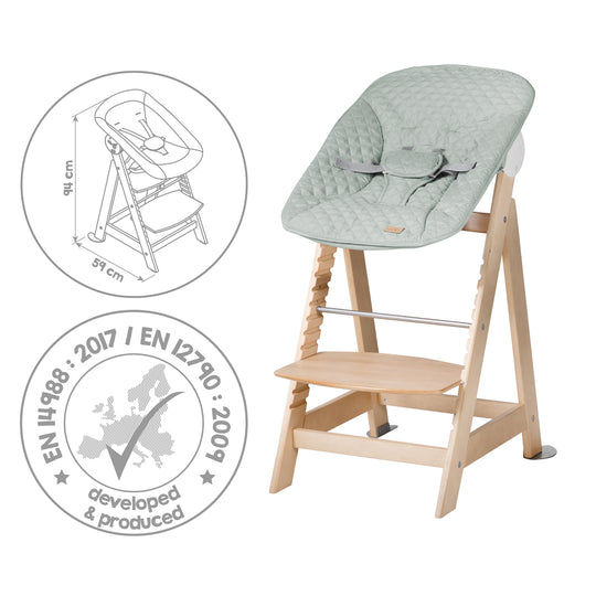 Hochstuhl Set 2in1 'Born Up' - Treppenhochstuhl 'Sit Up' + Aufsatz 'roba Style' frosty green - Natur – Infografik (13/15)