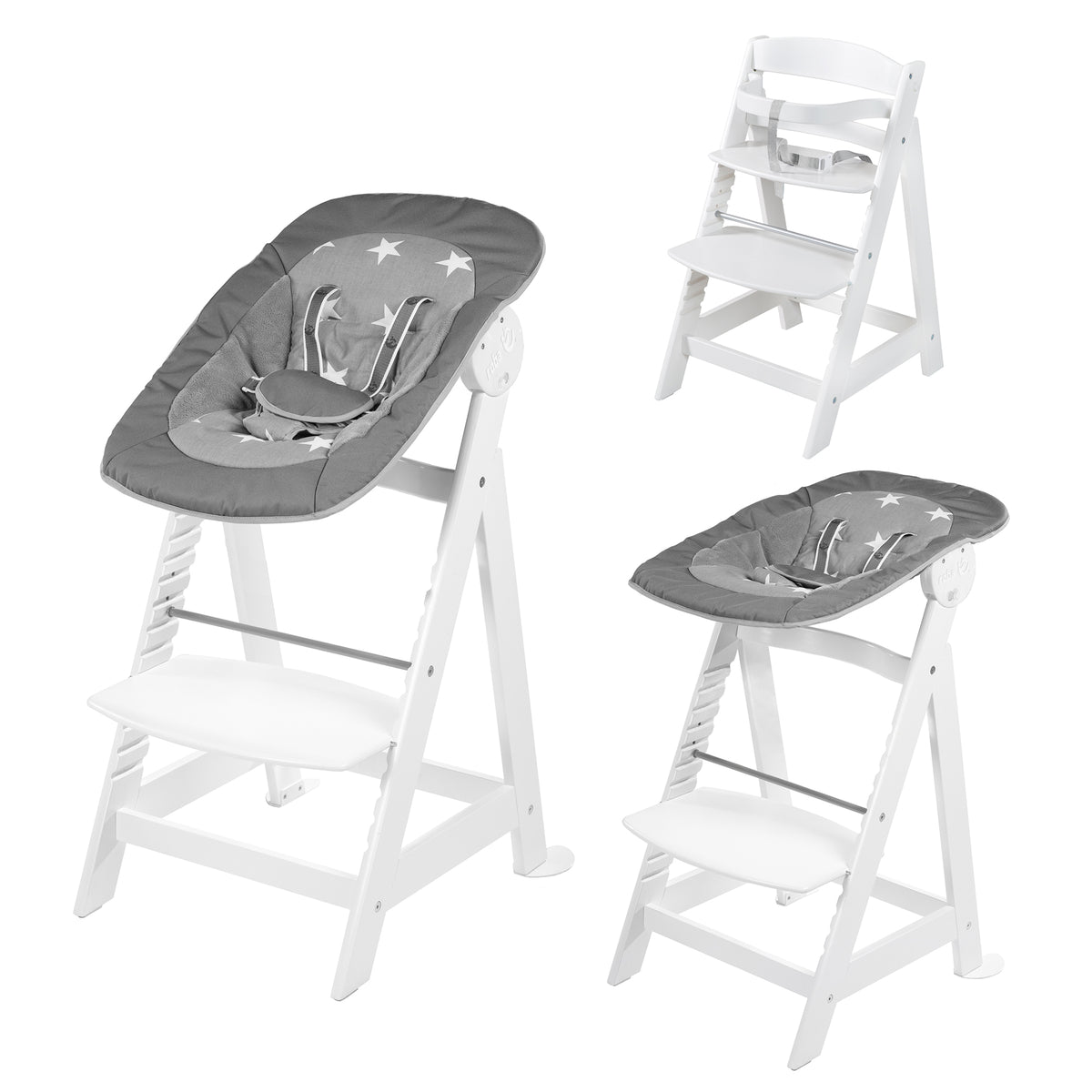 Hochstuhl Set 2in1 'Born Up' - Treppenhochstuhl 'Sit Up' + Aufsatz 'Little Stars - Weiß – Freisteller (1/11)