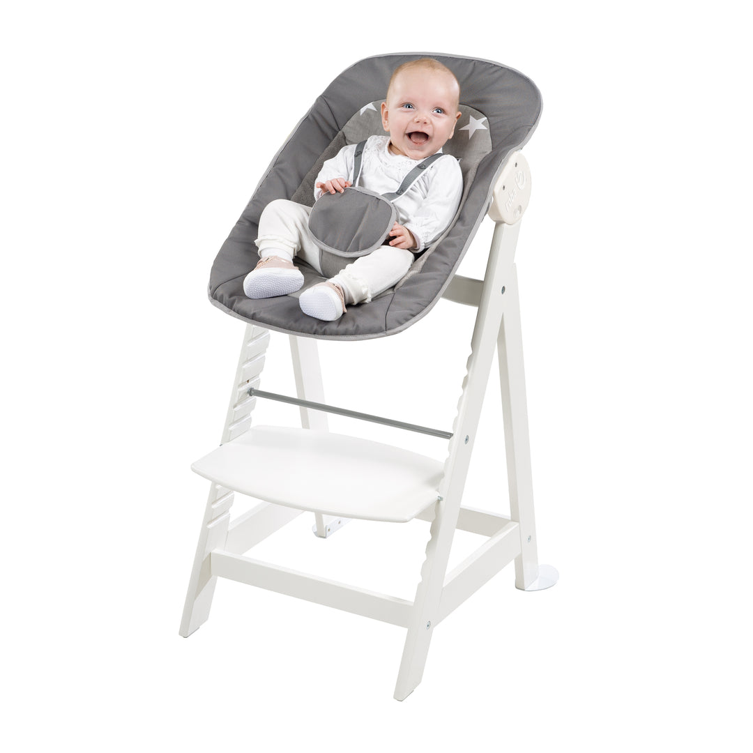 Hochstuhl Set 2in1 'Born Up' - Treppenhochstuhl 'Sit Up' + Aufsatz 'Little Stars - Weiß – Freisteller (6/11)