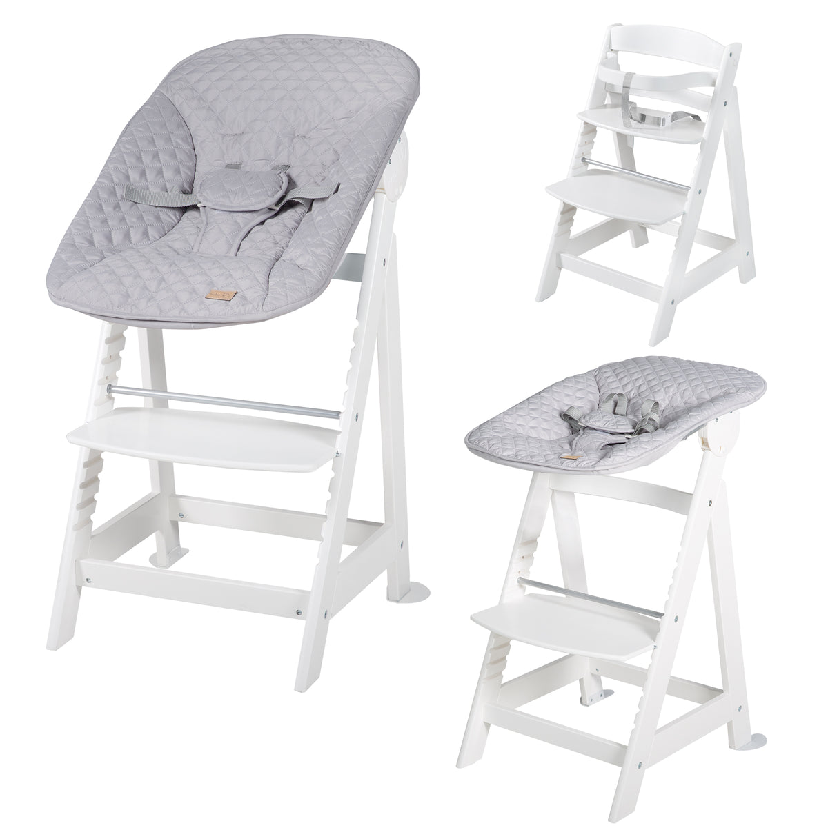 Hochstuhl Set 2in1 'Born Up' - Treppenhochstuhl 'Sit Up' + Aufsatz 'roba Style' grau - Weiß – Freisteller (1/19)