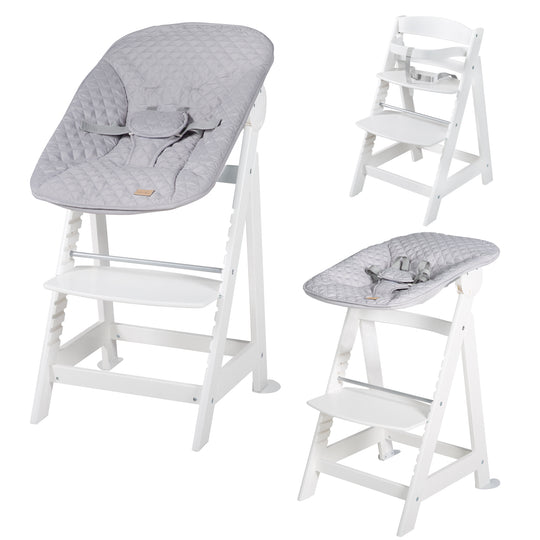 High Chair Set 2in1 'Born Up' - Step High Chair 'Sit Up' + Attachment 'roba Style' Grey - White – Cutout (1/19)