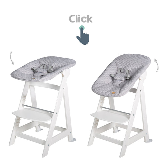 High Chair Set 2in1 'Born Up' - Step High Chair 'Sit Up' + Attachment 'roba Style' Grey - White – Infographic (14/19)