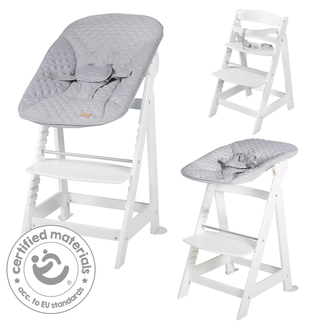 High Chair Set 2in1 'Born Up' - Step High Chair 'Sit Up' + Attachment 'roba Style' Grey - White – Infographic (16/19)