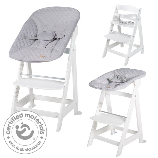 High Chair Set 2in1 'Born Up' - Step High Chair 'Sit Up' + Attachment 'roba Style' Grey - White – Infographic (16/19)