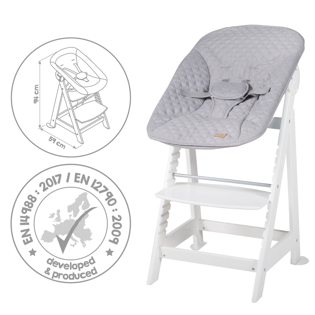 High Chair Set 2in1 'Born Up' - Step High Chair 'Sit Up' + Attachment 'roba Style' Grey - White – Infographic (17/19)