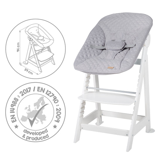 High Chair Set 2in1 'Born Up' - Step High Chair 'Sit Up' + Attachment 'roba Style' Grey - White – Infographic (17/19)