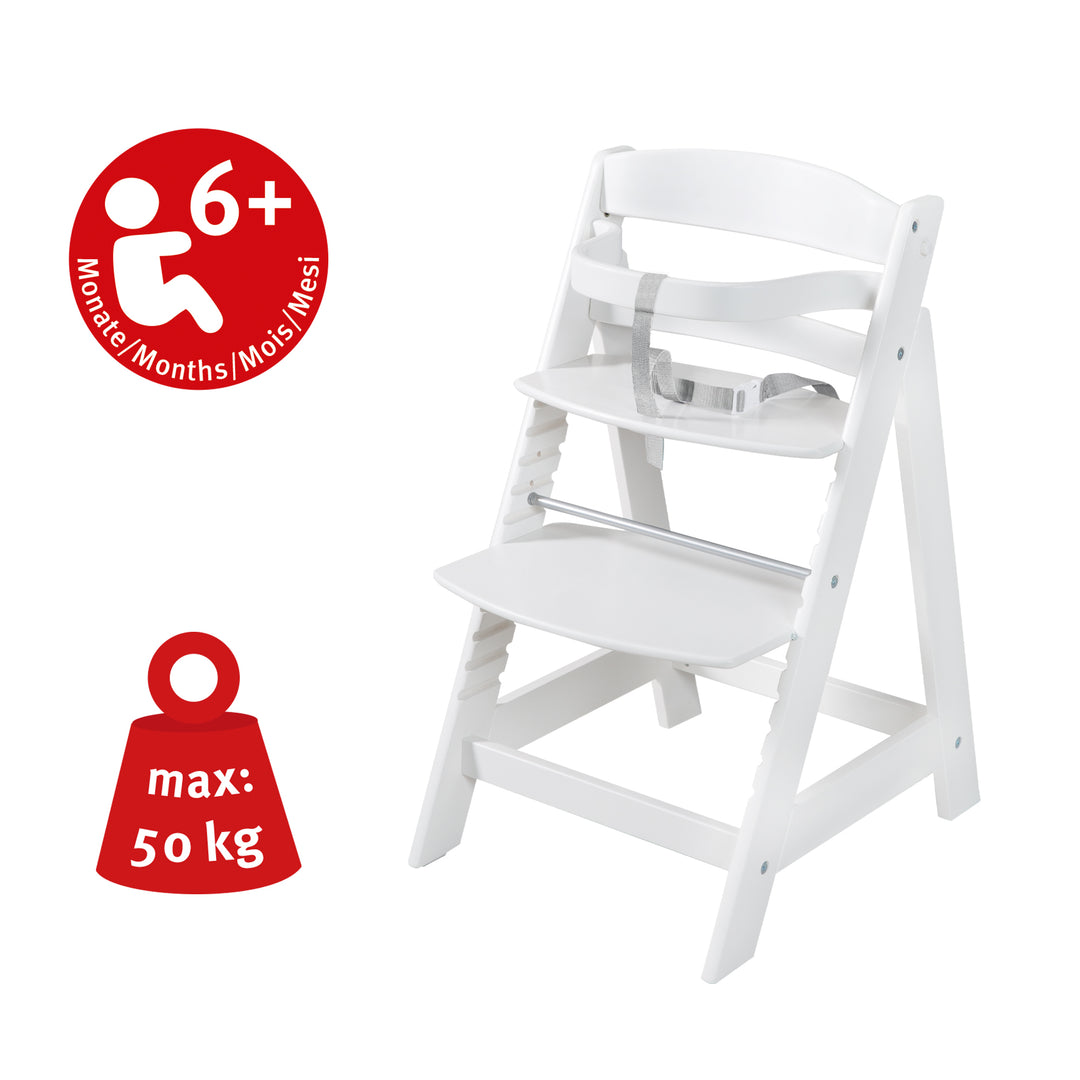 High Chair Set 2in1 'Born Up' - Step High Chair 'Sit Up' + Attachment 'roba Style' Grey - White – Infographic (4/19)