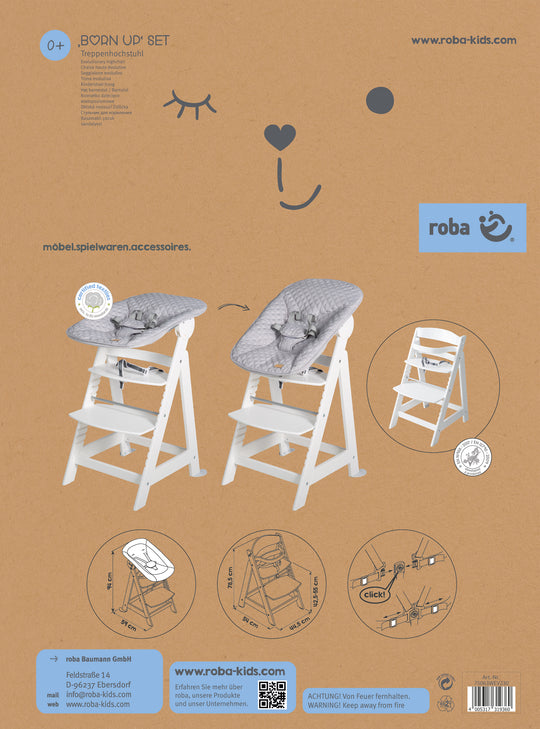 High Chair Set 2in1 'Born Up' - Step High Chair 'Sit Up' + Attachment 'roba Style' Grey - White – Product Image (18/19)