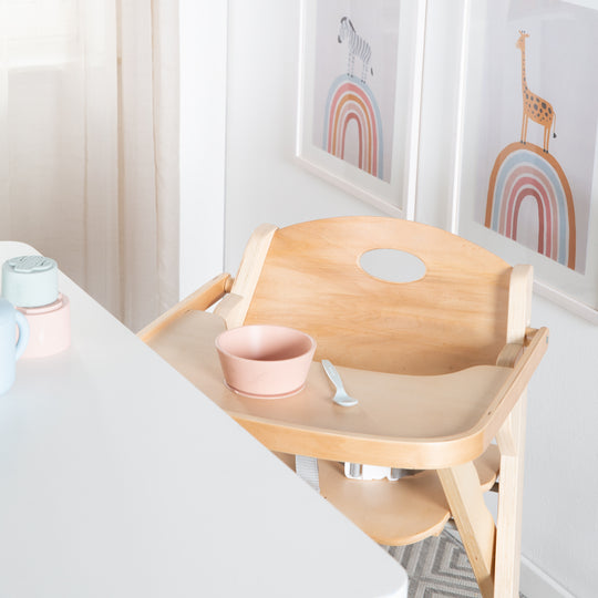 Klapphochstuhl 'Fold Up Smart' - Space-Saving & Foldable, Baby- & Kinderhochstuhl, Wood Natural – Detail Image (5/9)