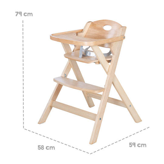 Klapphochstuhl 'Fold Up Smart' - Space-Saving & Foldable, Baby- & Kinderhochstuhl, Wood Natural – Infographic (3/9)