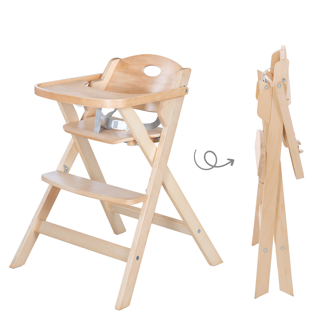 Klapphochstuhl 'Fold Up Smart' - Space-Saving & Foldable, Baby- & Kinderhochstuhl, Wood Natural – Infographic (1/9)