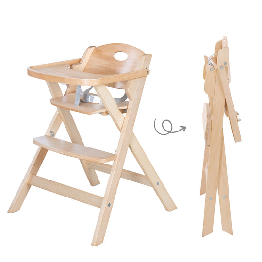 Klapphochstuhl 'Fold Up Smart' - Space-Saving & Foldable, Baby- & Kinderhochstuhl, Wood Natural – Infographic (1/9)