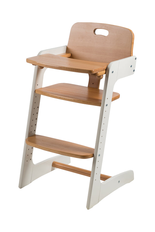 Step High Chair 'Kid Up', Solid Wood, White/Natural, Growing High Chair for Babies and Children – Cutout (1/11)