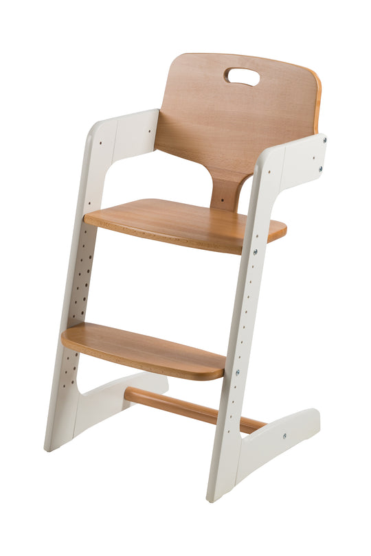 Step High Chair 'Kid Up', Solid Wood, White/Natural, Growing High Chair for Babies and Children – Product Image (3/11)