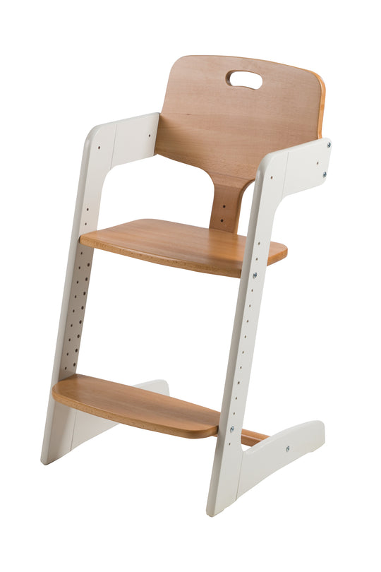 Step High Chair 'Kid Up', Solid Wood, White/Natural, Growing High Chair for Babies and Children – Product Image (4/11)