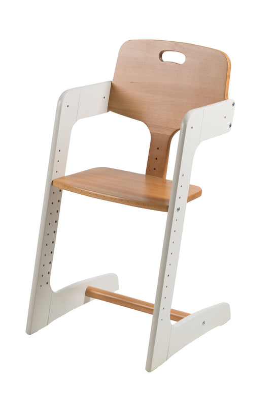Step High Chair 'Kid Up', Solid Wood, White/Natural, Growing High Chair for Babies and Children – Product Image (5/11)