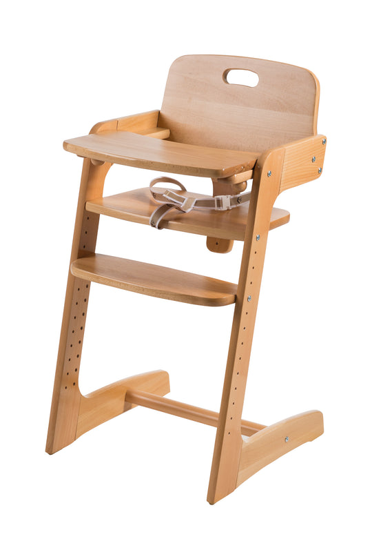 Step High Chair 'Kid Up', Solid Wood Natural, Growing High Chair for Babies and Children – Product Image (1/13)