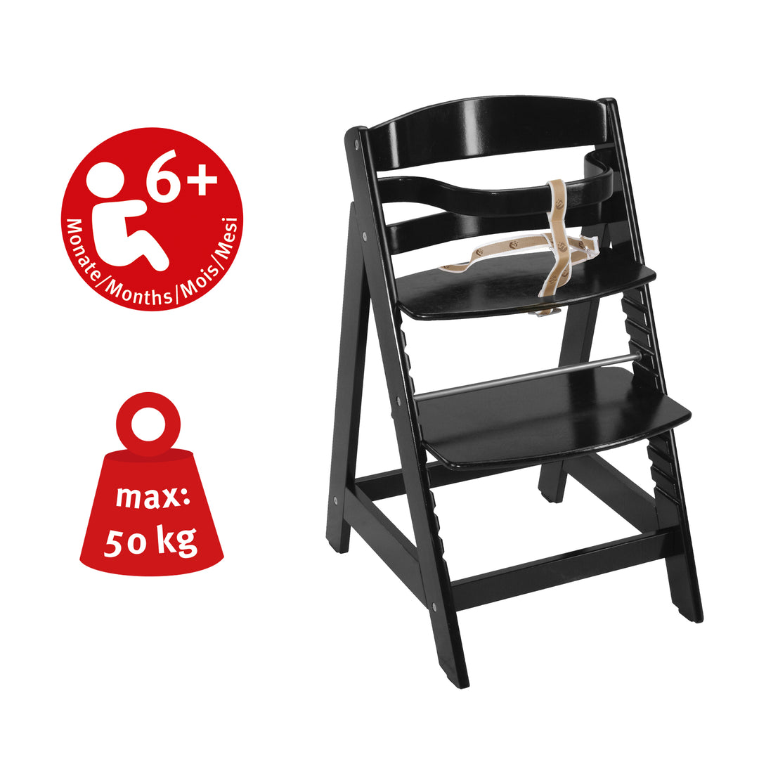 Treppenhochstuhl 'Sit Up III' - Mitwachsend vom Babyhochstuhl bis zum Jugendstuhl - Holz schwarz lackiert – Infografik (3/7)