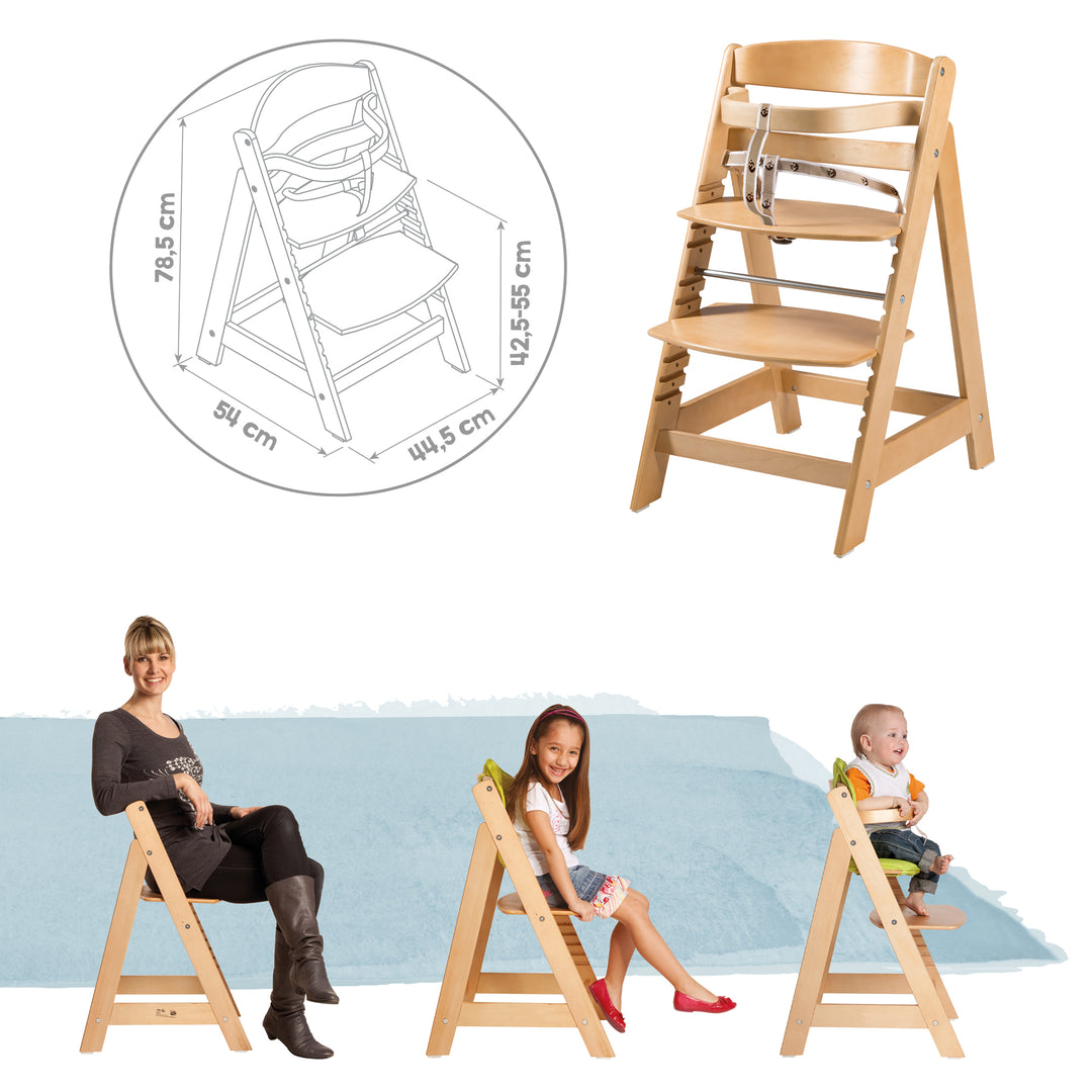 Treppenhochstuhl 'Sit Up Click', mitwachsend, innovativer Klickverschluss, Holz, naturfarben – Infografik (9/10)