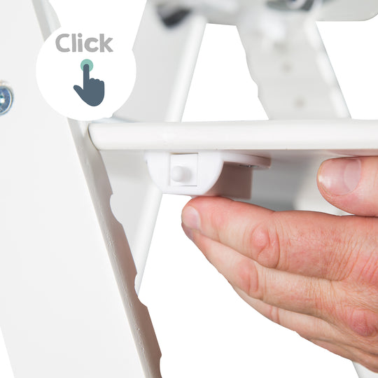 Trona evolutiva 'Sit Up Click', que crece con el niño, innovador cierre a clic, madera, blanco – Infografía (6/10)