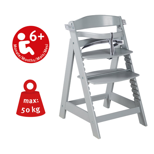 Step High Chair 'Sit Up Click & Fun', Feeding Tray & Bracket/Handle, Click Fastener, Grows with Your Child, Taupe – Infographic (4/7)