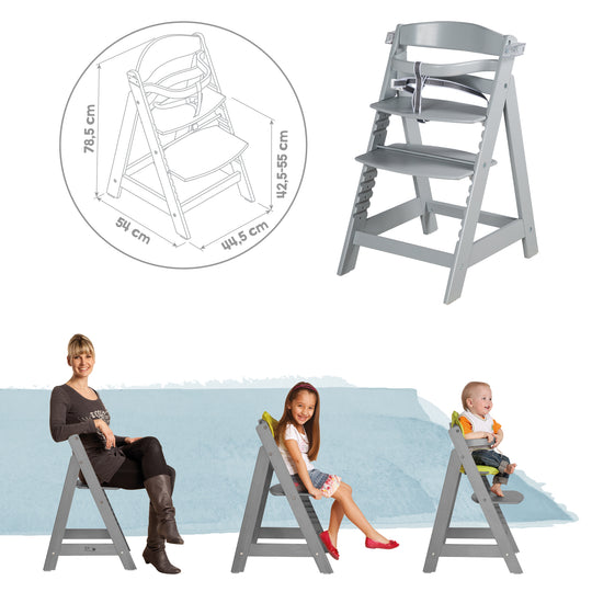 Step High Chair 'Sit Up Click & Fun', Feeding Tray & Bracket/Handle, Click Fastener, Grows with Your Child, Taupe – Infographic (6/7)