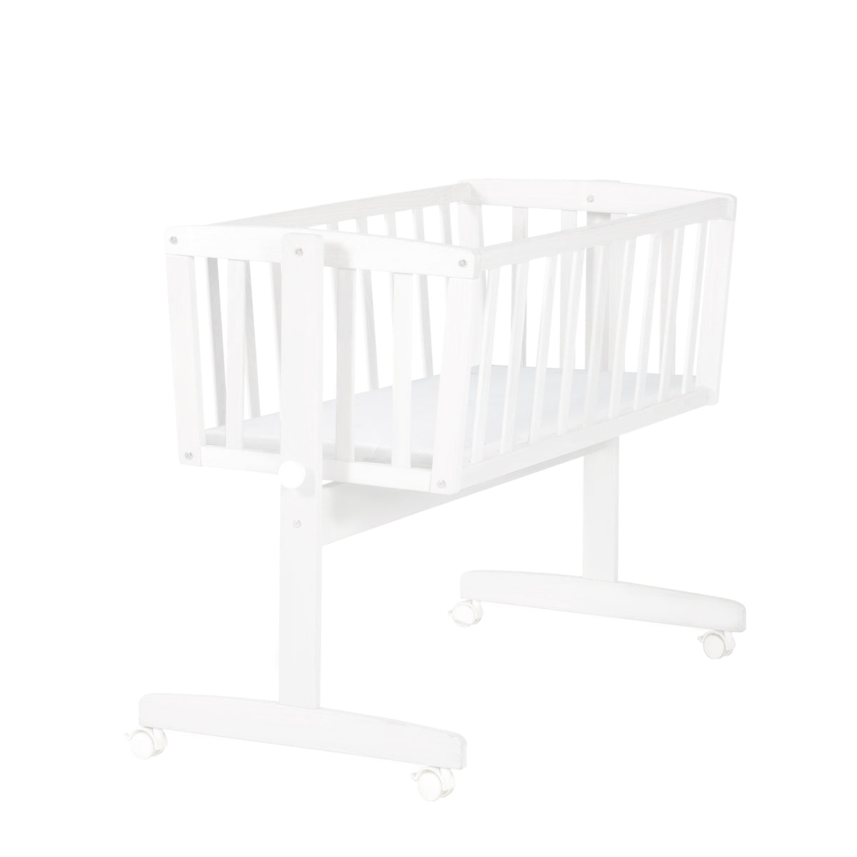 Baby Cradle incl. Mattress 40 x 90 cm - Rocking Function with Locking Button - Wood White – Cutout (1/5)